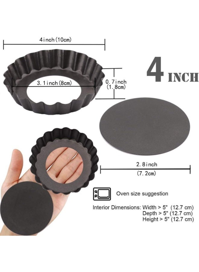 FAYET 6-Pack Tart Pans with Removable Bottom, Nonstick Quiche, Cheesecake, and Pie Baking Pans, Fluted Design for Easy Release and Cleaning（4-Inch） - Image 2